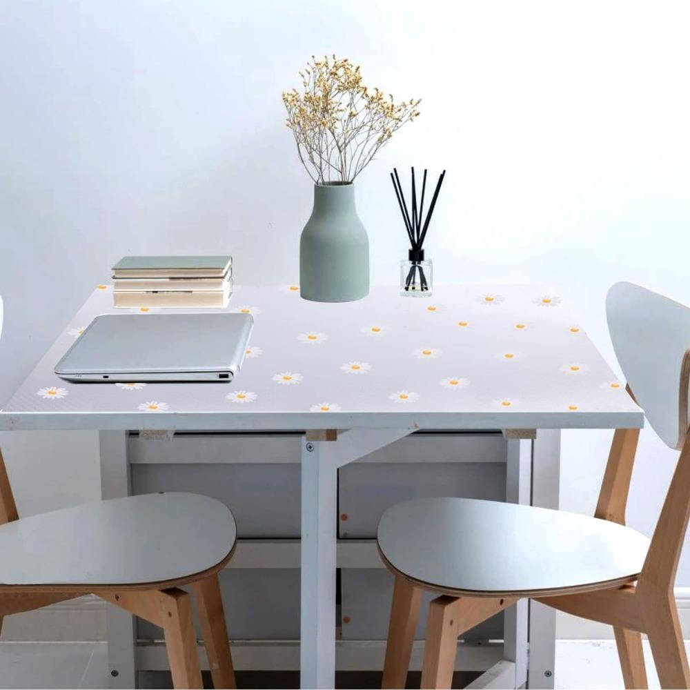 Rutschfeste leicht zu reinigende Küchenschrank-Einlage mit Gänseblümchen-Muster, Wasserdichte Matte, Schrankeinlage, Wasserdichte durchsichtige Schubladen-Regal-Einlage für die Küche