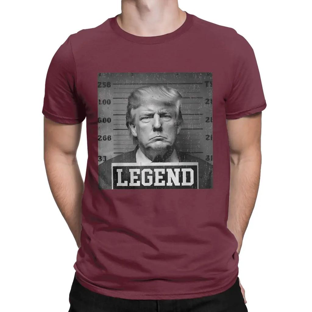 Lustige Trump 2024 Fahndungsfoto Präsident Legende T-Shirts Herren Rundhals Baumwolle T-Shirt Donald Kurzarm T-Shirt Bedruckte Oberteile