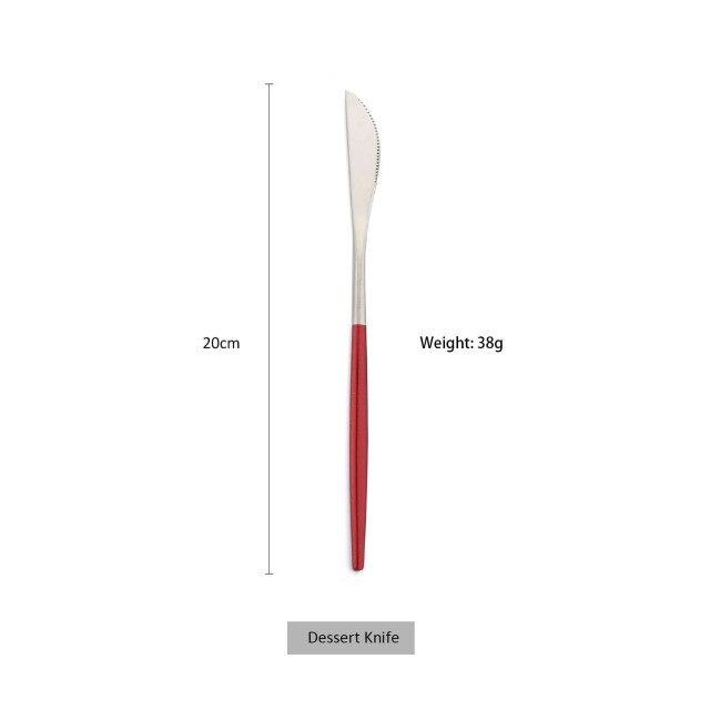 1 Pcs Dinnerware Red CutleryStainless Ste Knife Fork Spoon Cutlery Kitchen Table Flatware Tableware Silverware