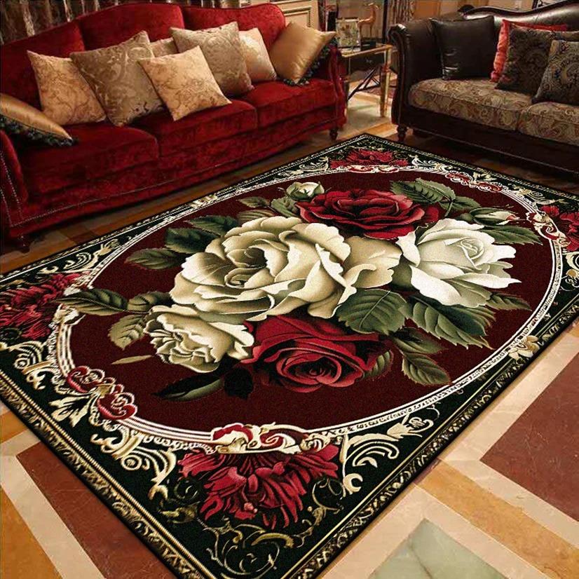 

European Luxury Living Room Decoration Carpets Gorgeous Bedroom Sofa Side Large Area Rugs Cloakroom Non-slip Floor Mats Washable 40X60cm