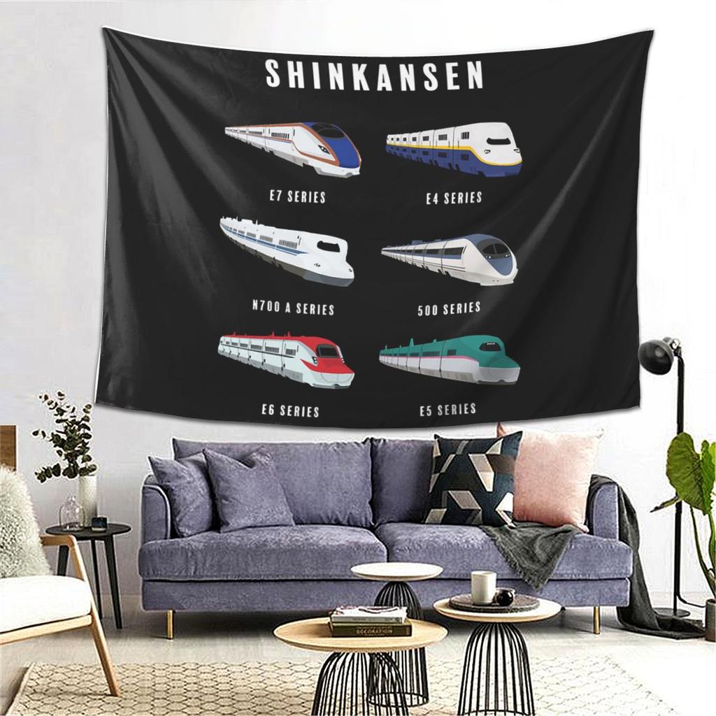 Japanese Shinkansen Bullet Trains Tapestry Wall Hanging Aesthetic Home Decor Tapestries for Living Room Bedroom