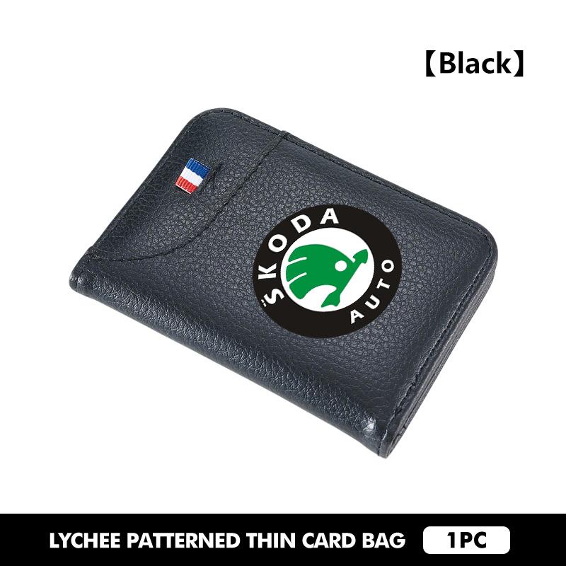HAZJ3 Car Wallet Driver's Licence Insurance Card Holder Multi Pocket Wallet For Skoda S Kodiaq Octavia 2 3 Yeti Karoq Rapid Fabia VII