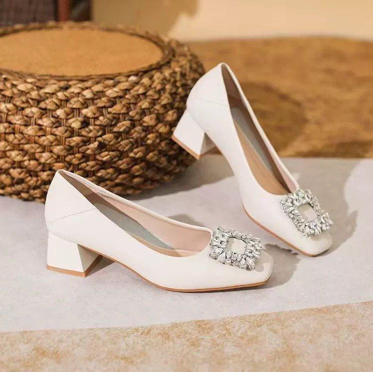 Interview water head drill single shoes new autumn black professional shoes thick heel high heels