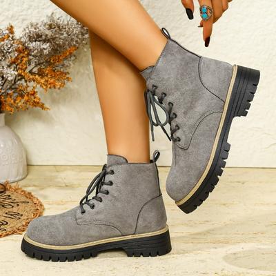 Übergröße Herbst und Winter neue dicksohlige Martin-Stiefel Damen dicker Absatz kurze Stiefel vielseitige mehrfarbige Damenstiefel
