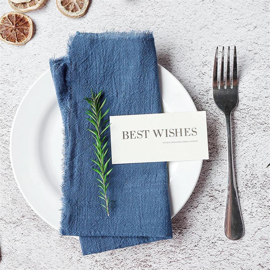 50PCS Wholesale Gauze Cotton Napkin 32x32cm Baby Blue Tea Towel Reusable Wedding Party Christmas Table Decor Burrs Napkins