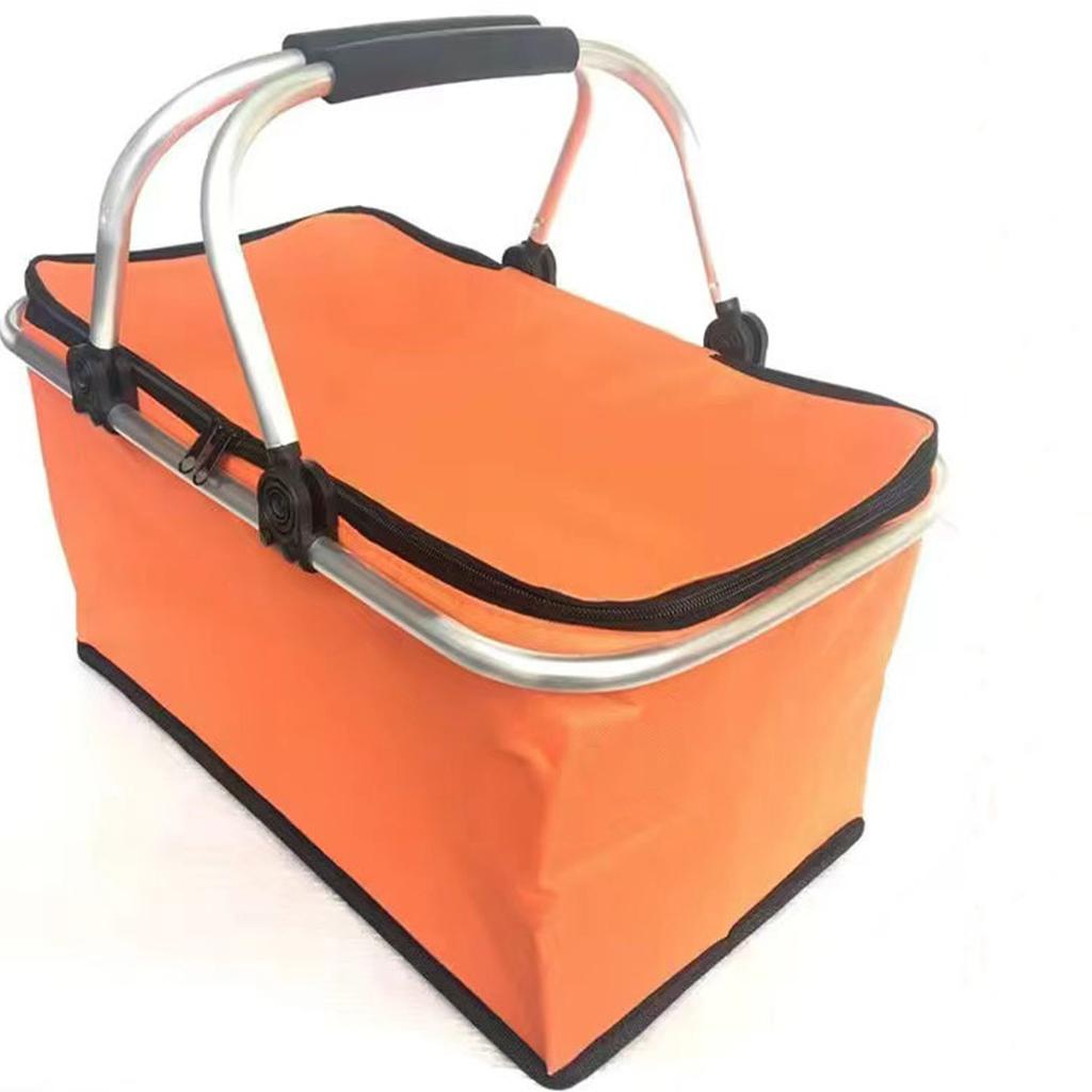 Foldable Picnic Bag Large Capacity Thermal Insulated Basket Dual Carry Handle Outdoor Insulated Cooler Storage Basket For Picnic