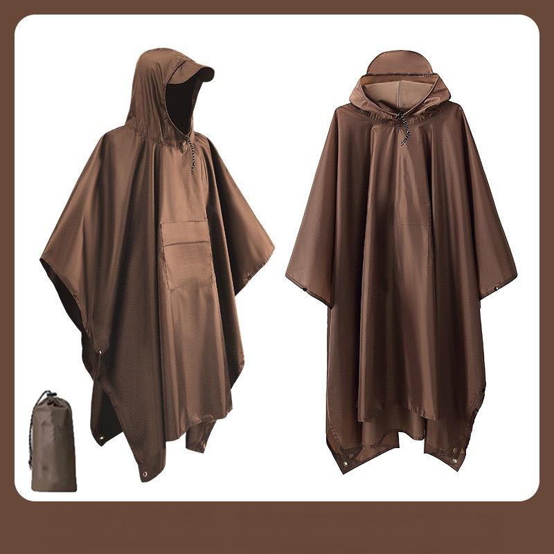 Outdoor 3 In 1 Military Raincoat Hooded Sleeve Waterproof Rain Poncho Motorcycle Rain Cover Camping Hiking Travel Rainwear Tent