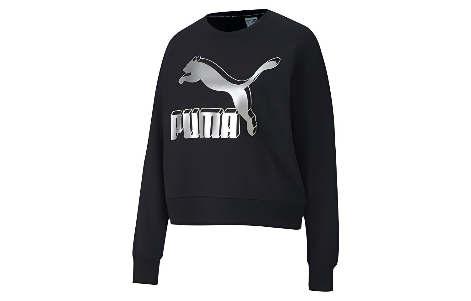 PUMA Sweatshirts Women s Black Crew Neck Moderate Regular 597405-71 S