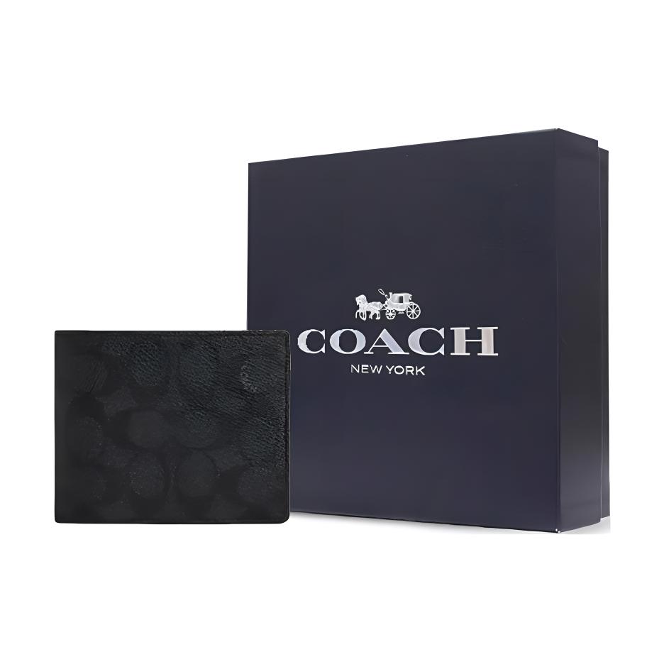 New COACH SignatureCanvas Coated Canvas Wallet Mini Women's Charcoal CW380-CQBK