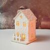 Luminous Christmas LED Light Wooden House White Glowing Castle Snow Cabin   New Year