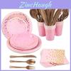 Elegant Pink And Gold Stamping Party Tableware For Unforgettable Weddings And Birthdays