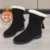 Shoes for Women Plus Size 35-43 Winter Plush Warm Fur Ankle Boots Retro Back Zip Low Heel Non-slip Short Boots Zapatos De Mujer