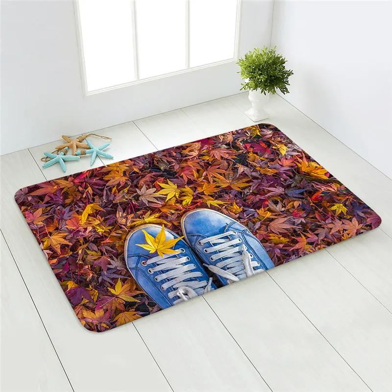 Modern kitchen mat home porch door autumn maple leaf bedroom living room floor carpet balcony non-slip long