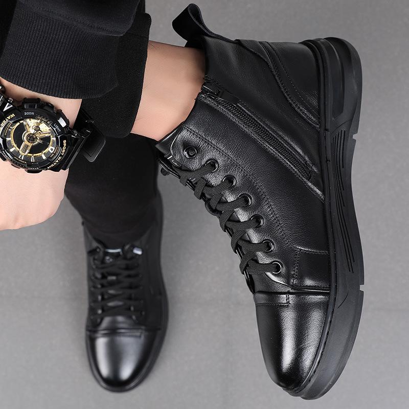 [89 Yuan for 1 Pair] Martin Boots Men's Leather High-top Boots Handsome and Versatile Men's Leather Boots Are Thick and Will Not Be Returned or