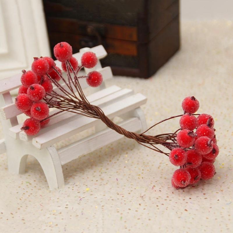 Pack of 40pcs Mini Christmas Frosted Fruit Berry Holly Artificial Flower Decor