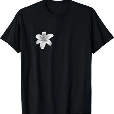 Schwarz-weißes Lilienblumen-T-Shirt