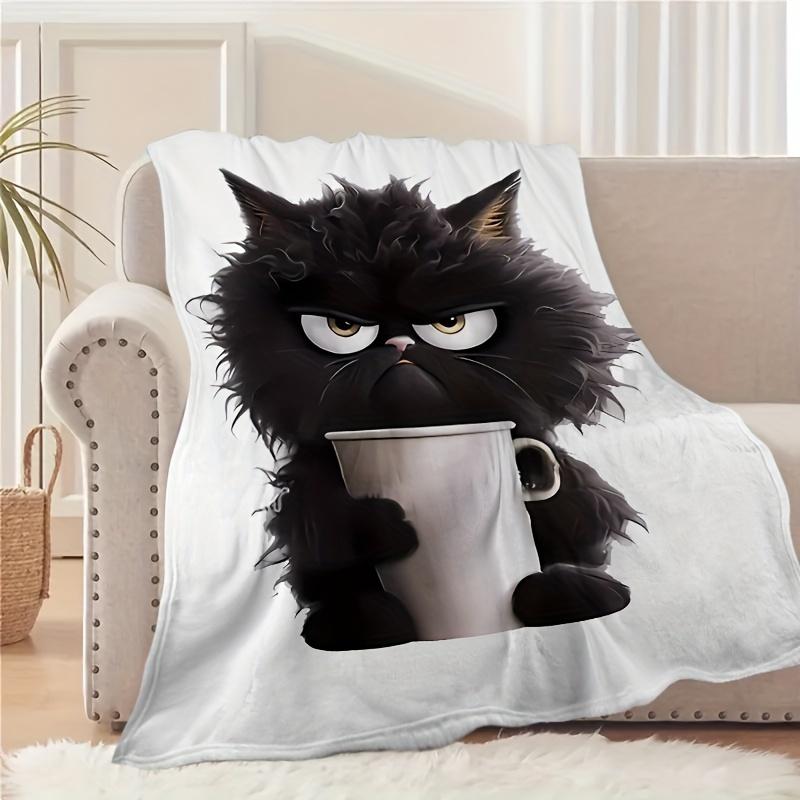 Cartoon Cat Theme Cute Animal Print Art Blanket - Soft All-Season Multi-Purpose Throw for Couch, Bed, Camping & Travel Gift