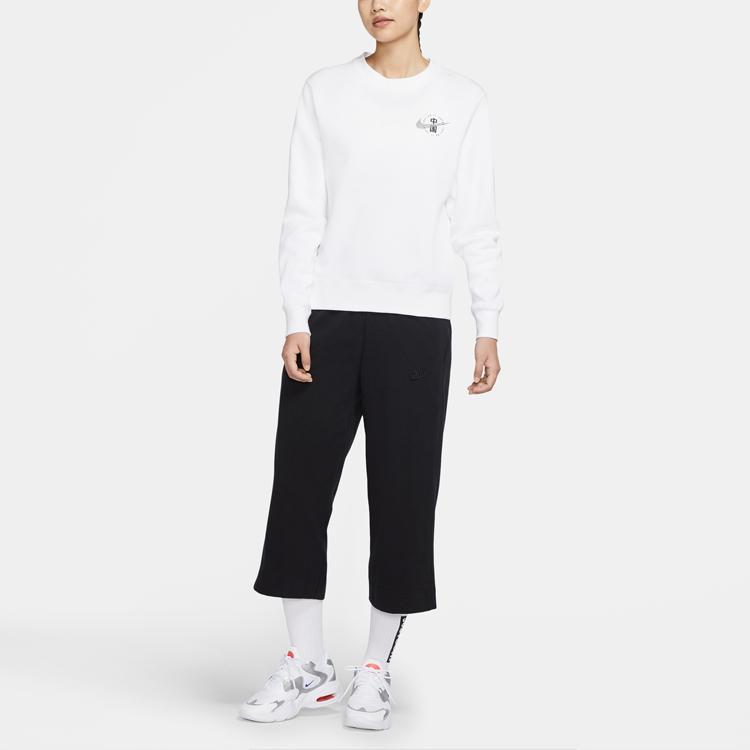Nike Logo Print Round Neck Casual Sports Sweatshirt Women sweatshirt White DJ5864-100