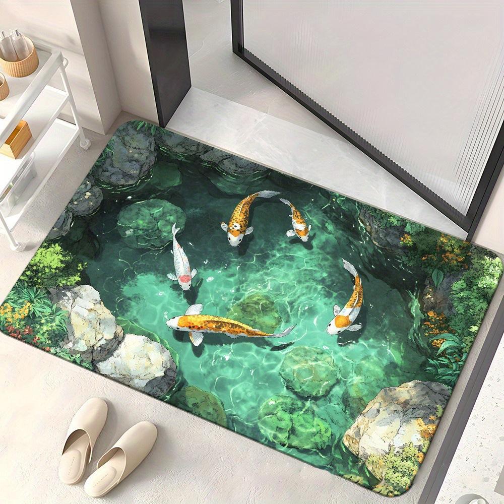 3D Illusion Floor Mat Anti-Slip Waterproof Bathroom Door Mat Creative Optical Decor Rug for Home Entrance Living Room