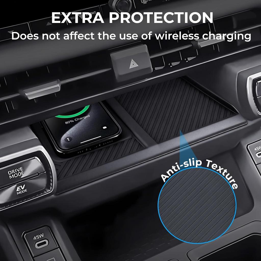 Wireless Charging Protective Mat for Toyota RAV4 2026, Center Console Interior Accessories Silicone Anti-Slip Wireless Charger Cover Pad for 2026 RAV