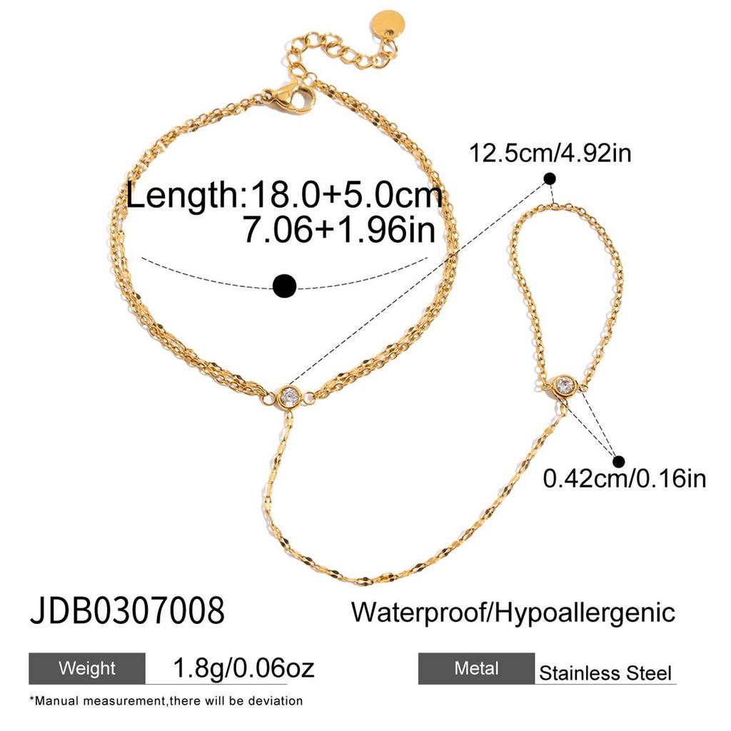 Zora Women's Vacation Style Colorful Natural Stone Crystal Finger Bracelet Gold Plated Stainless Steel Fine Jewelry