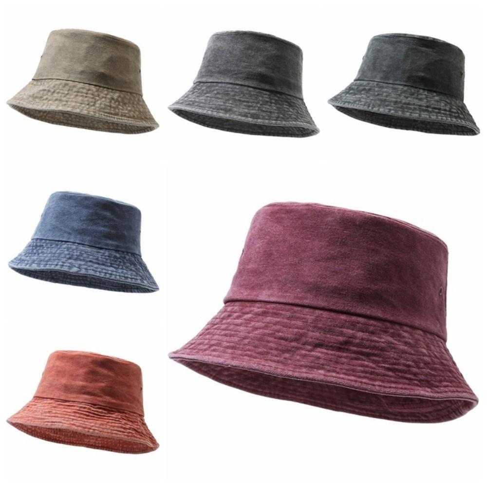 Solid Color Bucket Hat Washed Denim Sun Hat Vintage Boonie Hat Outdoor Leisure