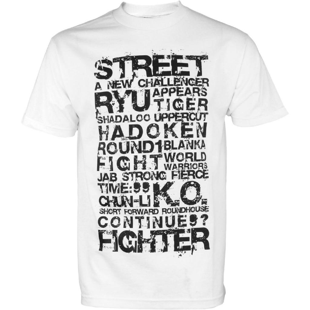 Street Fighter Men's Legacy Text Video Game Tee T-Shirt, White