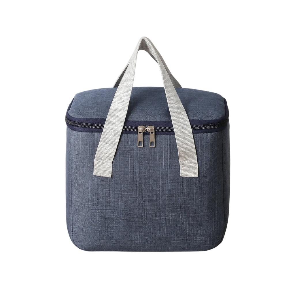 Portable Insulated Lunch Bag Oxford Fabric Thermal Cooler Tote Bag with Double Zipper Closure and Carrying Handles for Food Storage