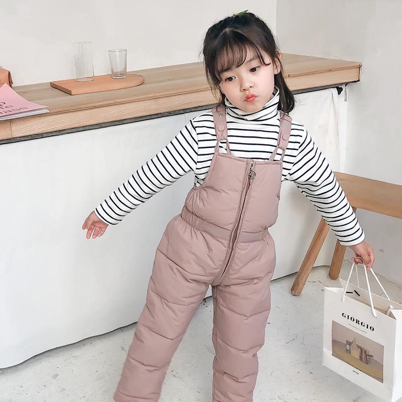 2026 Baby-Latzhose im koreanischen Stil: Herbst/Winter Daunen-Baumwollhosen für Kinder