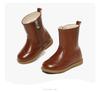 Snuffy Girls' White Leather Mid-Calf Boots - Stylish Warm Princess Boots for Autumn/Winter