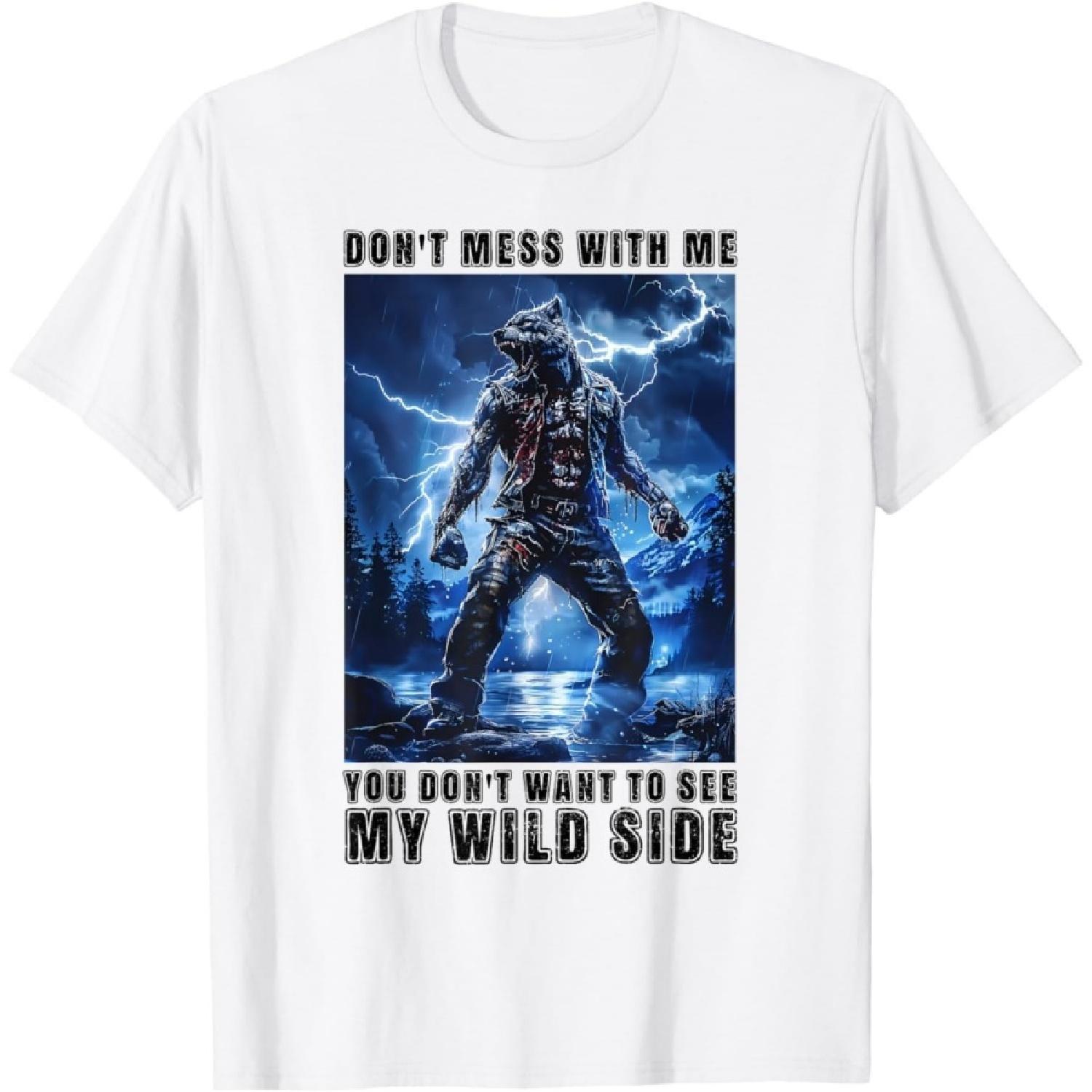 ObRenKi Werewolf Storm Meme Dont Mess Wild Side Cringy Alpha Wolf T-Shirt XXXXXL белый