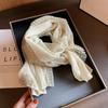 Solid Color Cotton Linen Scarf Retro Silk Scarf Literary Flaxen Lace Scarf  for Women