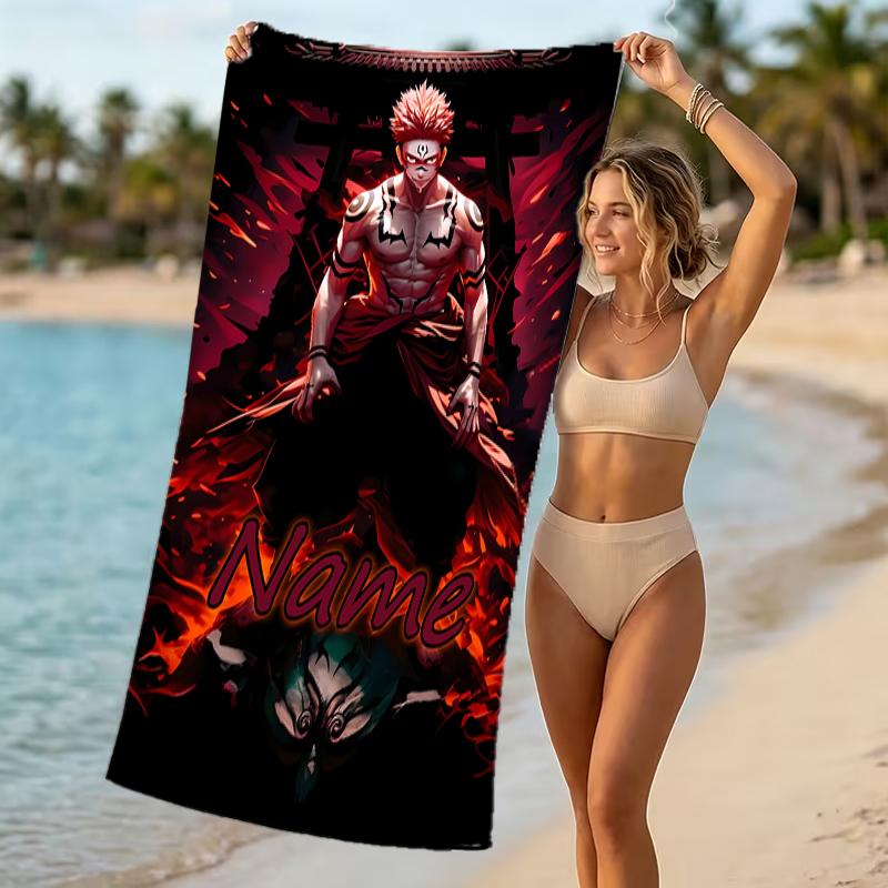 Customizable personalized beach towels Jujutsu Kaisen Sukuna and Tiger Staff themed designs.Suitable for the beach, yoga, sports;ideal as beach access