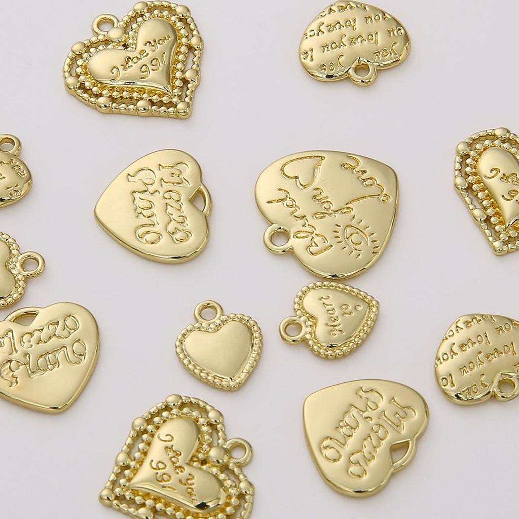 1pc Brass Embossed Heart Charms Lovely Pendnat for Earring Necklace Bracelet Jewelry Making