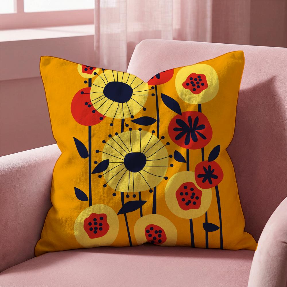 Plants and Flowers Cushion Cover Multi-Scene Pillow Cover for Home & Car - Reversible, Soft & Durable for Daily Use