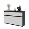 Commode Noah 120 cm breed 3 lades, 3 deuren, 3 planken antraciet/wit mat