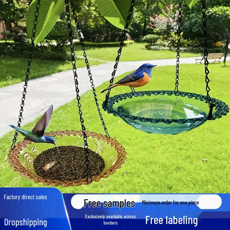 Outdoor Decorative Hanging Bird Feeder and Bird Bath Pendant for Garden and Balcony