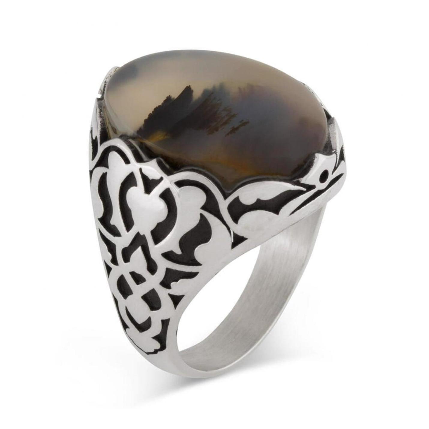 

Серебряное мужское кольцо из стерлингового серебра 925 пробы с узором