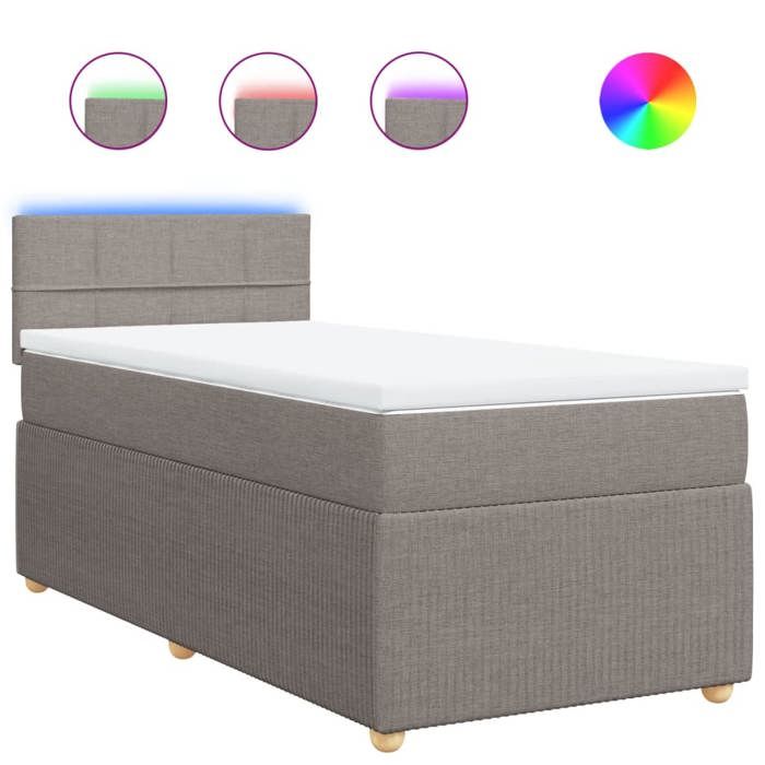 VidaXL Sommier à lattes de lit avec matelas Taupe 90x200 cm Tissu 3289643