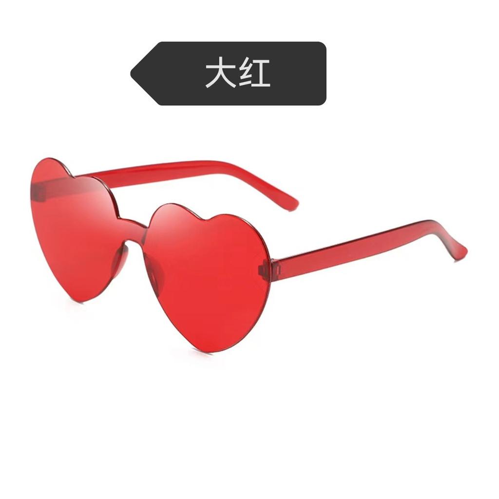 Peach Heart Sunglasses Love Glasses Trend Frameless One-Piece Marine Film Dazzling Color Sunglasses
