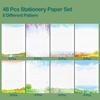48 Lined Writing Stationery Paper, Beautiful Designs for Writing Letter, Notes, Invitations, Craft, 8 Different Style (11.4 x 8.26")