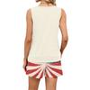 Women Summer Casual Two Piece Set Sleeveless Tank Top Square Neck Athletic Vest with Pockets and Drawstring Waist Shorts