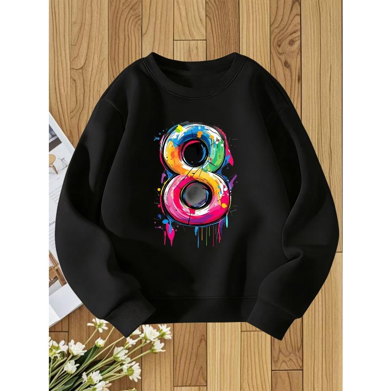 European sizes Kids Round Neck Sweatshirt with Fashionable Print, a Versatile Top 110