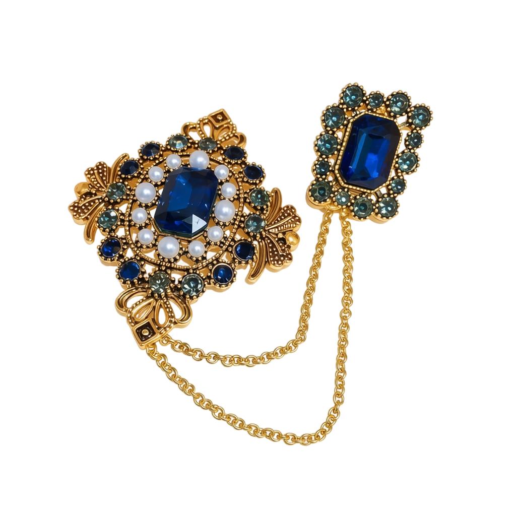Vintage Brooch with Chain for and Trench Coats - Women's Lapel Pin Accessory