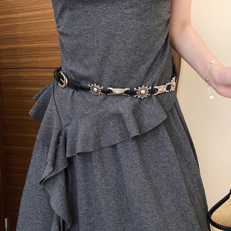 Korean Silk Scarf with Wooden Beads: Trendy, Versatile Waist Chain & Belt for Women