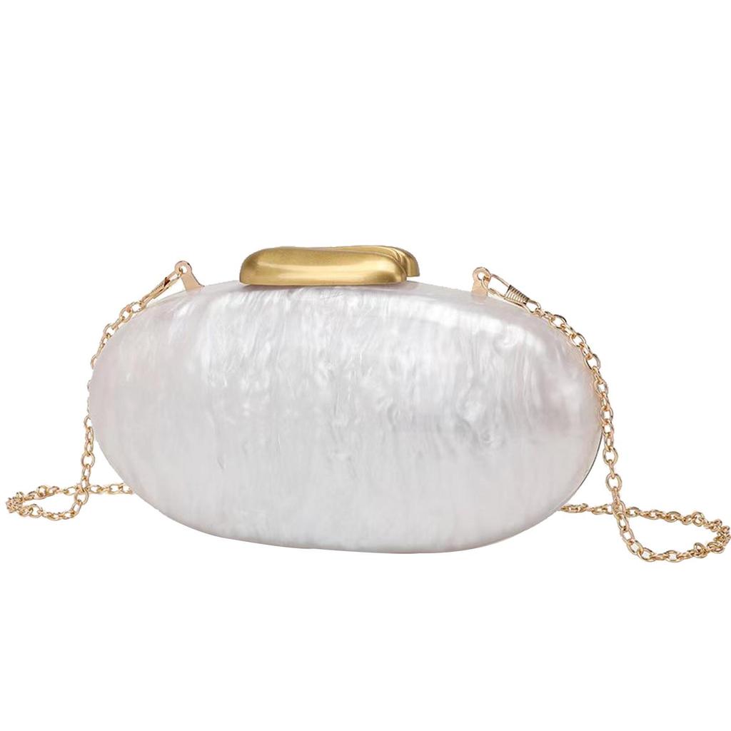 2024 Women's Oval Shell Acrylic Evening Bag with Chain Strap
