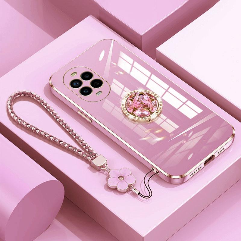 

Чехол для Nova13pro со шнурком, Роскошный чехол-подставка с бриллиантовым держателем для Huawei Nova 13 pro Pura70pro 10 11 12 SE Чехлы-накладки 13pro Кольцо-подставка Pura70&Case & Holder розовый