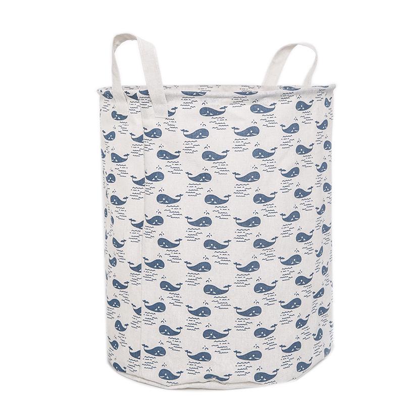 Cotton Linen Round Laundry Hamper – Large Capacity Handheld Storage for Clothes, Toys, and Sundries.