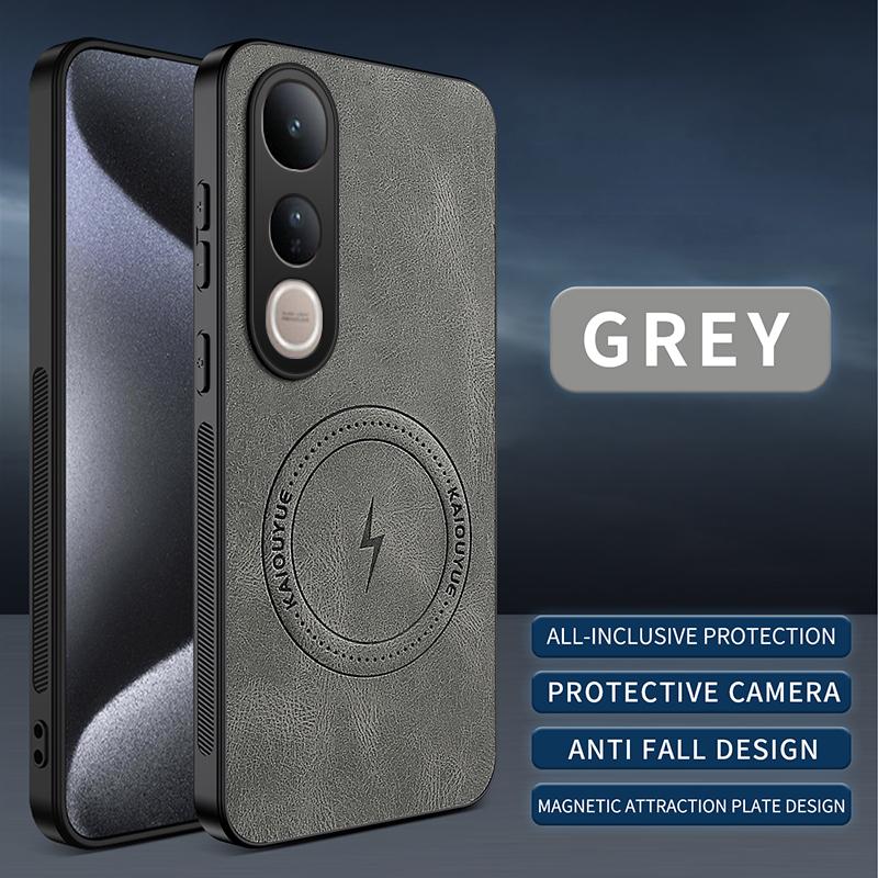 EUCAGR For vivo V50 Lite/vivo V50Lite Case Simple Stylish Magnetic Suction Luxury PU Leather Skin-friendly Anti-drop Back Cover