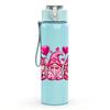 1PC Pink Love Heart Bow Decoration Print 750ml Color Plastic Sports Water Bottle Leakproof Flip Straw Lid Suitable for Sports Office Home Use